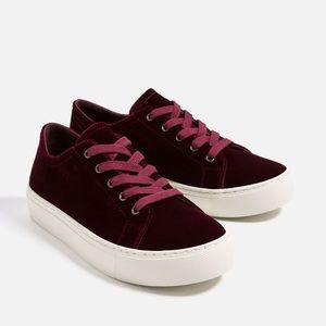 Red velvet Zara sneakers